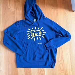 Uniqlo Keith Haring Blue Hoodie with Yellow Graphic